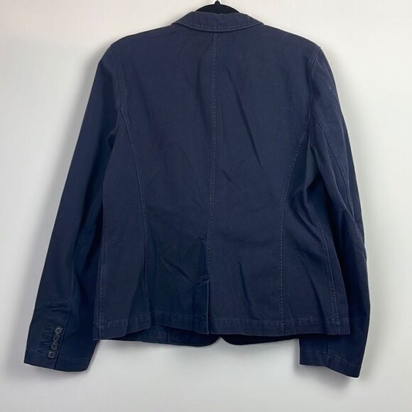 Vintage Lands End Womens Notched 3-Button Front Single Breasted Coat Blue 12 - Picture 10 of 11